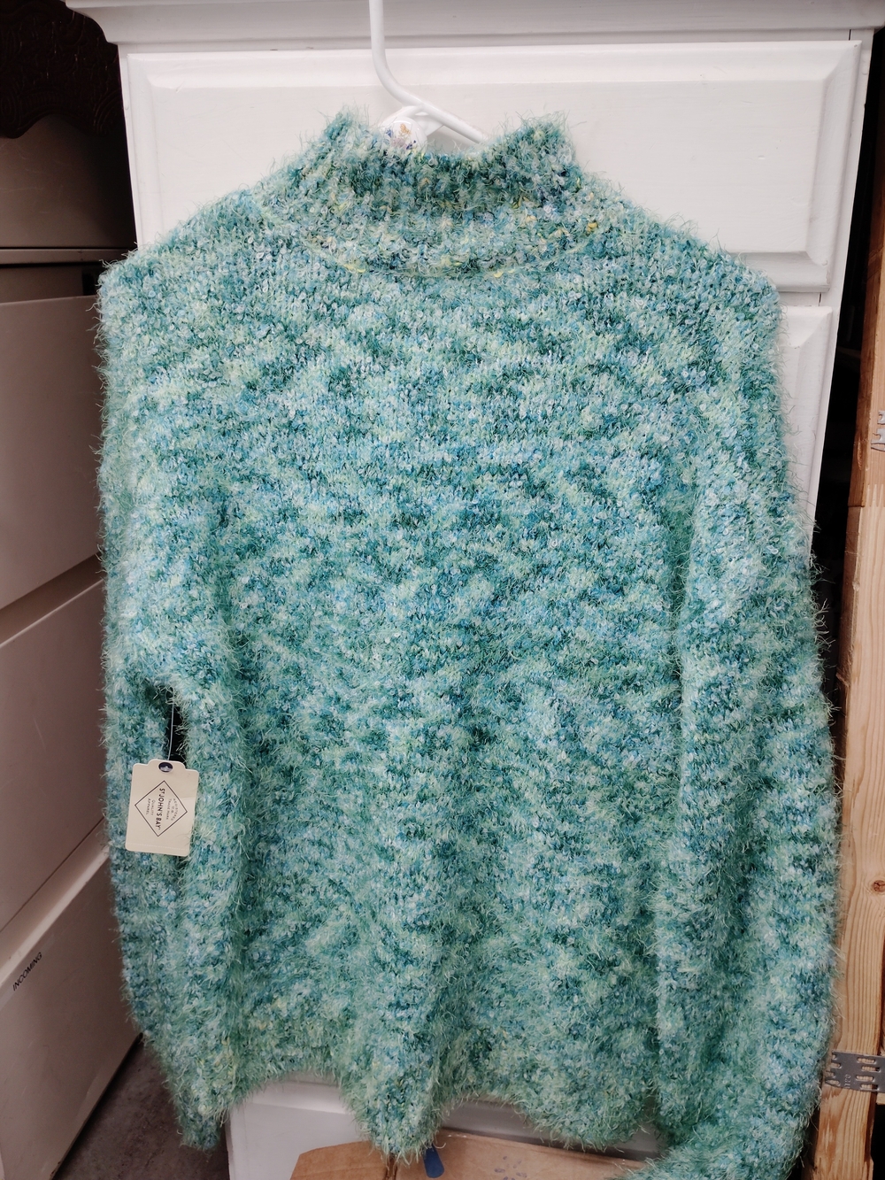 NWT St. John's Bay Mint Aqua Marled Fuzzy Turtleneck Sweater